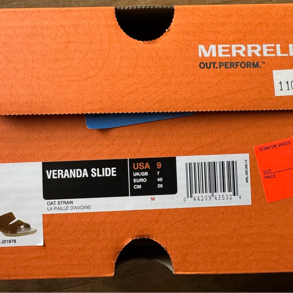 Merrell Veranda Slide Sandals, Oat Straw, NIB, 9/40